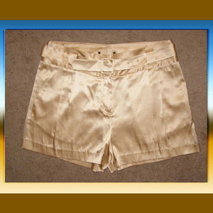 NEW Express Silk Tan Belted Dress Shorts sz 10/L
